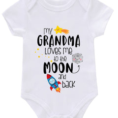 Newborn Infant Short Sleeve Romper My Gramdma Print Bodysuit Onesies