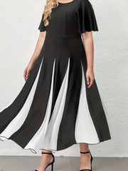  Flutter Sleeve Round Neck A-line Dress