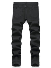 Slim Fit Jeans Men Casual Mid Stretch Denim Pants