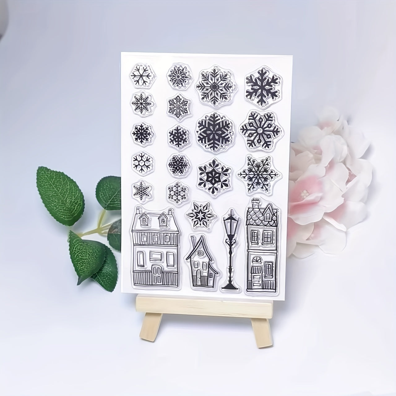Christmas Snowflake Cabin Clear Stamp for Card Making and DIY Crafts