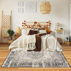 Vintage Boho Area Rug Soft and Washable Grey Pattern for Living Room