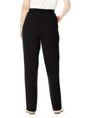 Plus Size High Rise Straight Leg Trousers