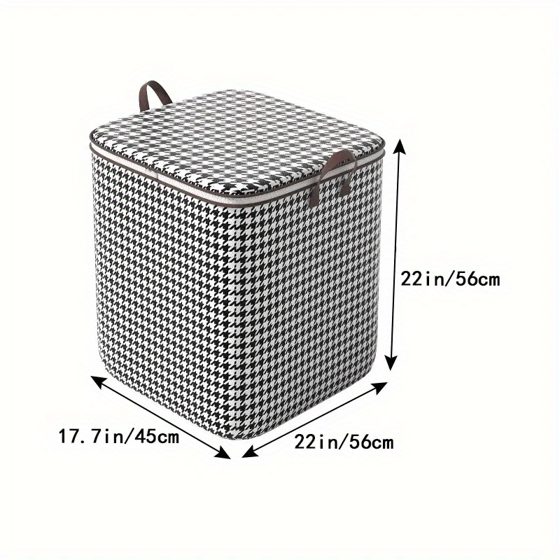 Large Capacity Houndstooth Storage Box Lightweight Zipper Container