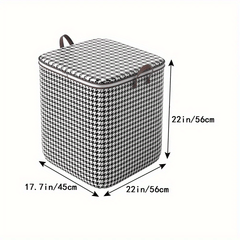 Large Capacity Houndstooth Storage Box Lightweight Zipper Container