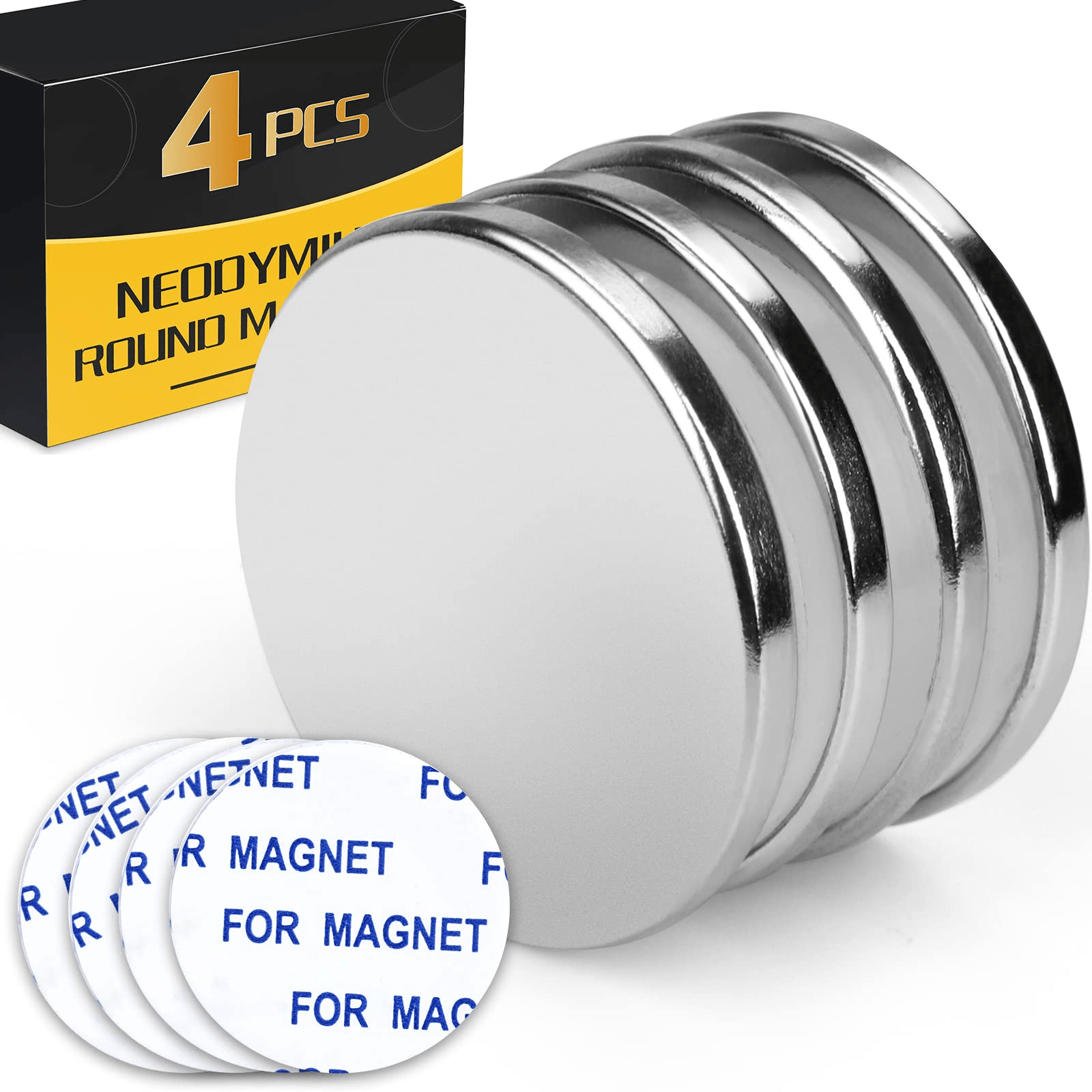4pcs Heavy Duty Strong Rare Earth Magnets Adhesive Backing 1.26in x 1.8in
