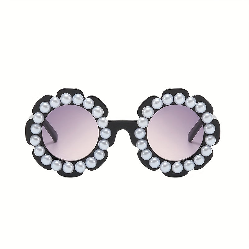 Y2K Flower Frame Pearl Sunglasses UV Protection