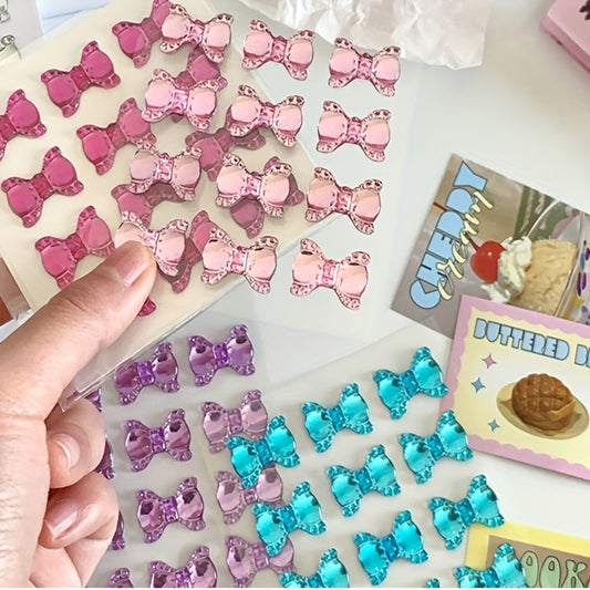 3D Embossed Bow Stickers for Journals Assorted Colors Self Adhesive
