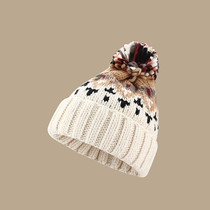 Hairball Knit Winter Beanie Hat Unisex Ear Protection Girls Women Gift