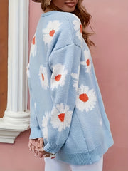 Women's Daisy Print Long Sleeve Cardigan