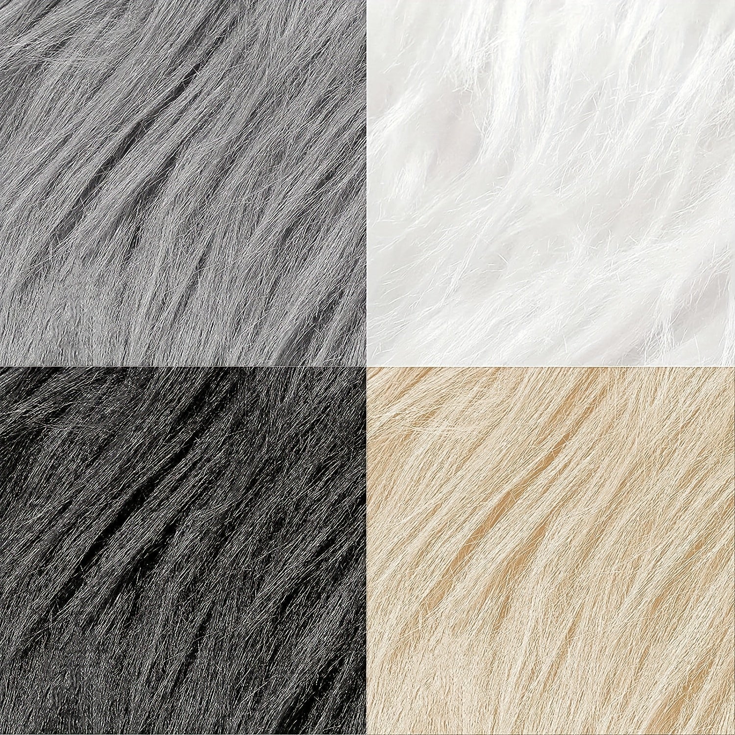 Faux Fur Square Fabric Plush Scarf Patch DIY Fabric 9.8in