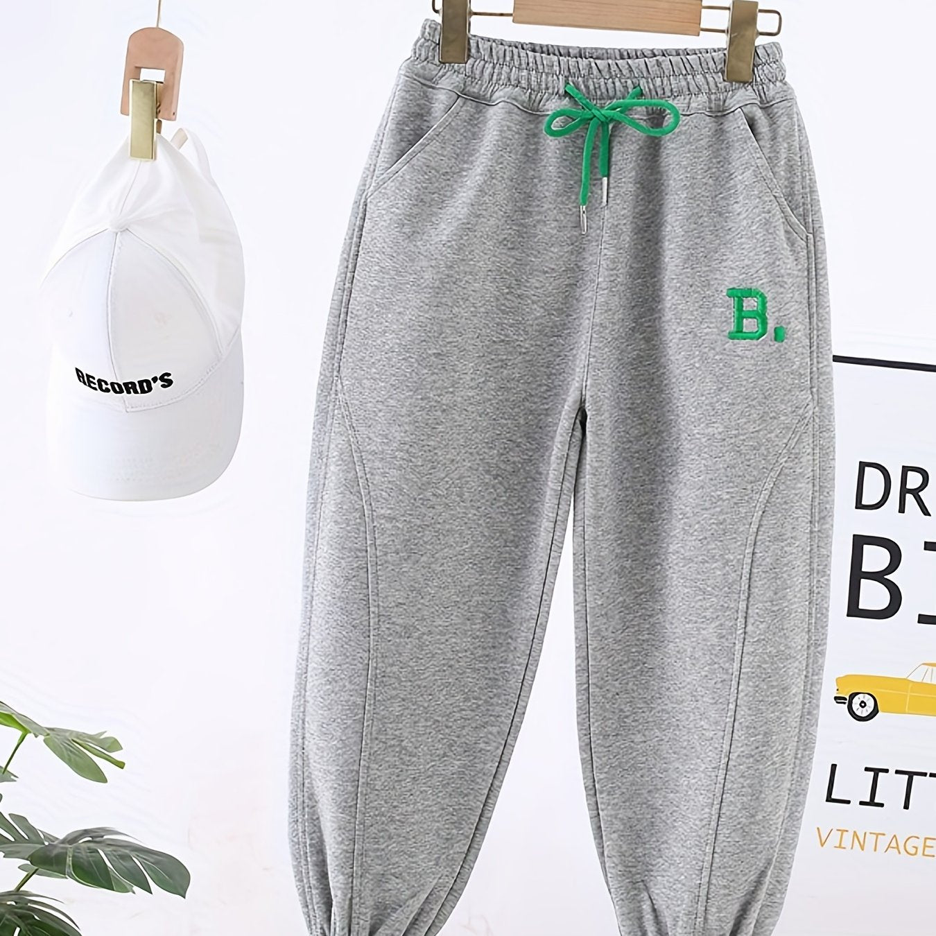 Boys Letter Embroidered Active Sweatpants Jogger Sports Pants