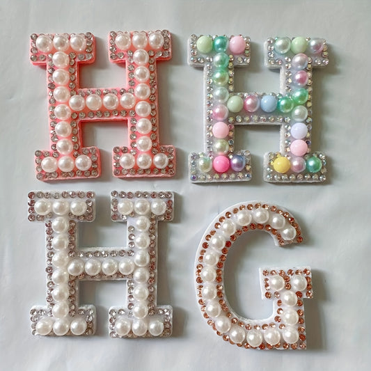 26pcs Alphabet Rhinestone Pearl Bead Letter Patch Stickers DIY Accessories