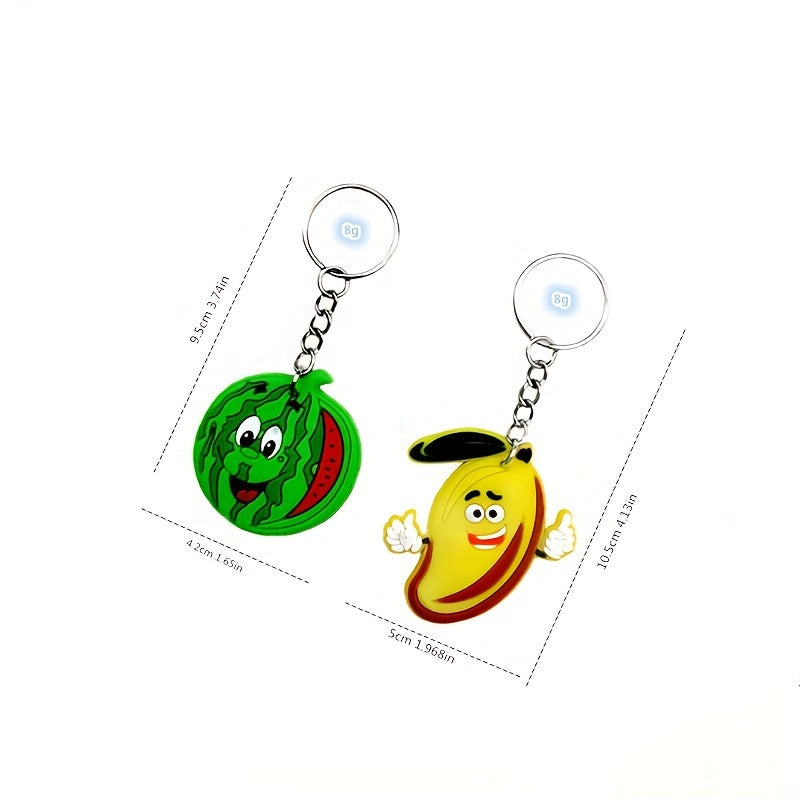 2pcs Cartoon Fruit Keychain Watermelon Banana Key Ring Pendant Bag Accessories