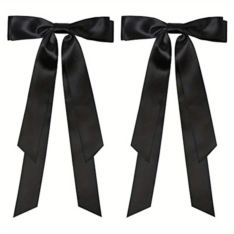 2pcs Bow Hair Scarf Clip Ribbon French Barrette Non Slip Hair Clip