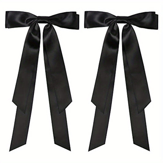 2pcs Bow Hair Scarf Clip Ribbon French Barrette Non Slip Hair Clip