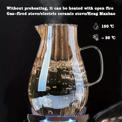 1.8L Glass Pitcher With Lid Heavy Duty Water Carafe Hot Cold Beverges