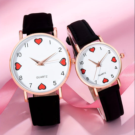 2pcs Heart Romance Couple Digital Quartz Watch Set