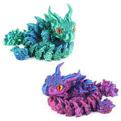 Jointed Dragon Figurine with Large Eyes and Dual Horn Fidget Toy