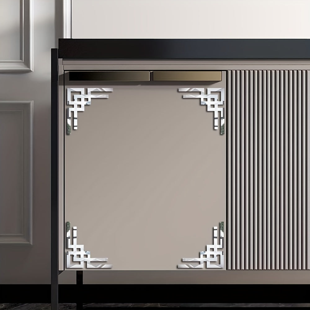 4pcs Diagonal Mirror Wall Sticker Acrylic Self Adhesive Mirror Tiles