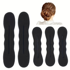 4pcs Solid Hair Bun Maker Sponge Hair Braiding Tool Vintage Magic Hair Styling