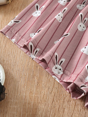 Girls Rabbit Print Pajama Set Cami Top and Shorts