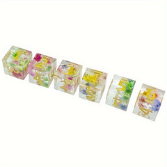 6pcs Resin Digital Dice Transparent Petal Dice For Board Game