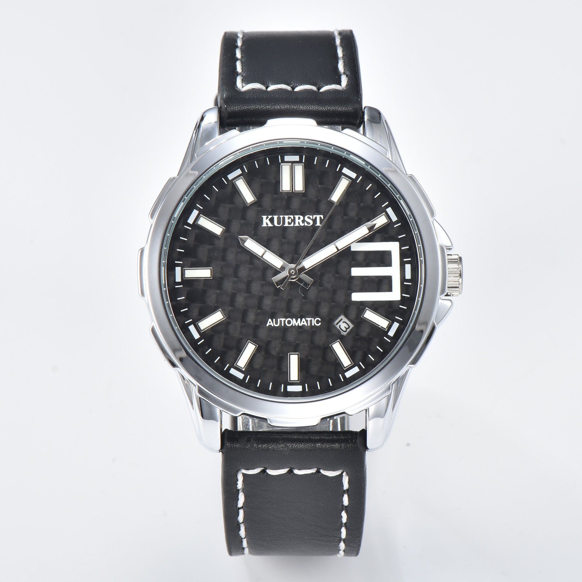 Youth Men's Belt Carbon Fiber Mechanical Watch