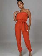 Sleeveless Tie Waist Jumpsuit with Pockets