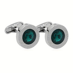 Men's Zircon Cufflinks Metal Round Cufflinks