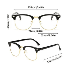 Semi Rimless Rectangle Glasses Frame for Men Women