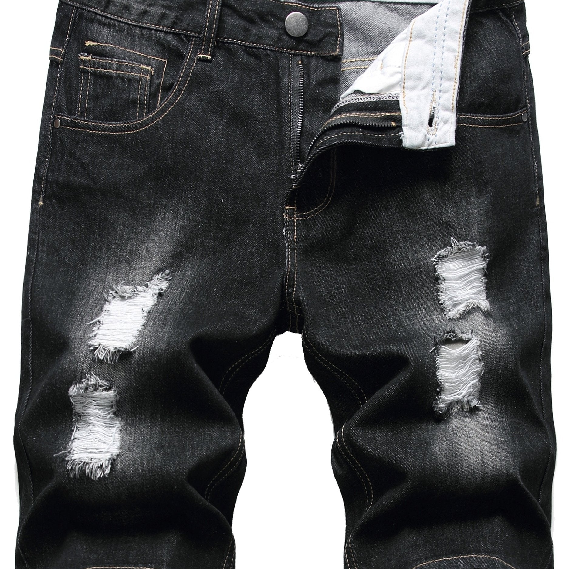 Men's Ripped Denim Shorts Casual Street Style Distressed Shorts