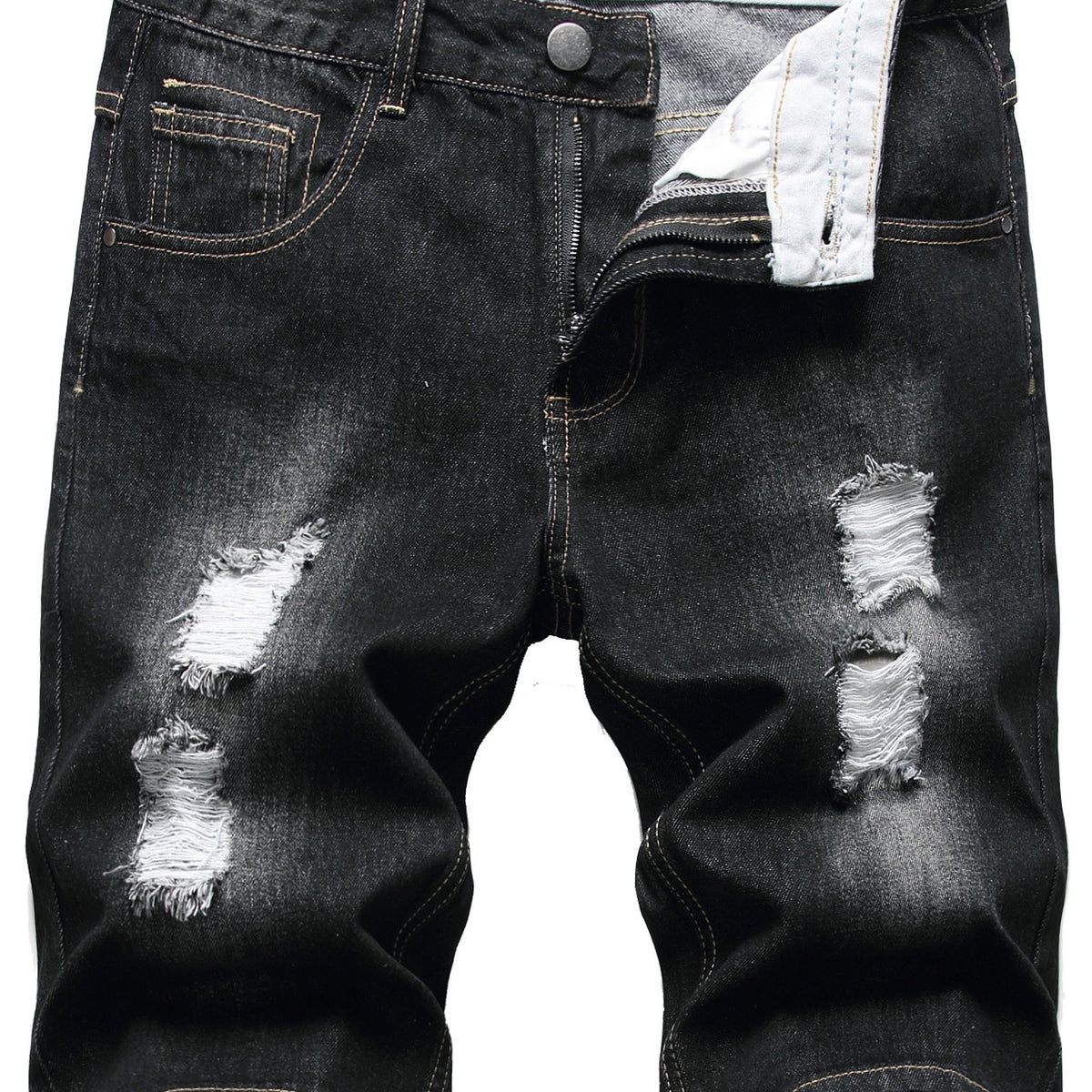Men's Ripped Denim Shorts Casual Street Style Distressed Shorts