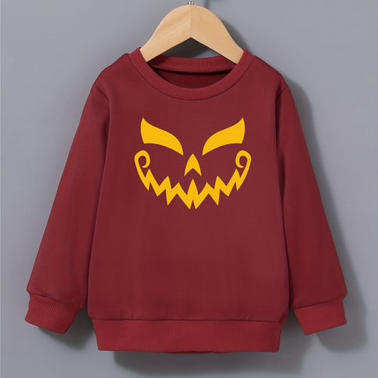 Boys Halloween Pumpkin Sweatshirt Long Sleeve Pullover