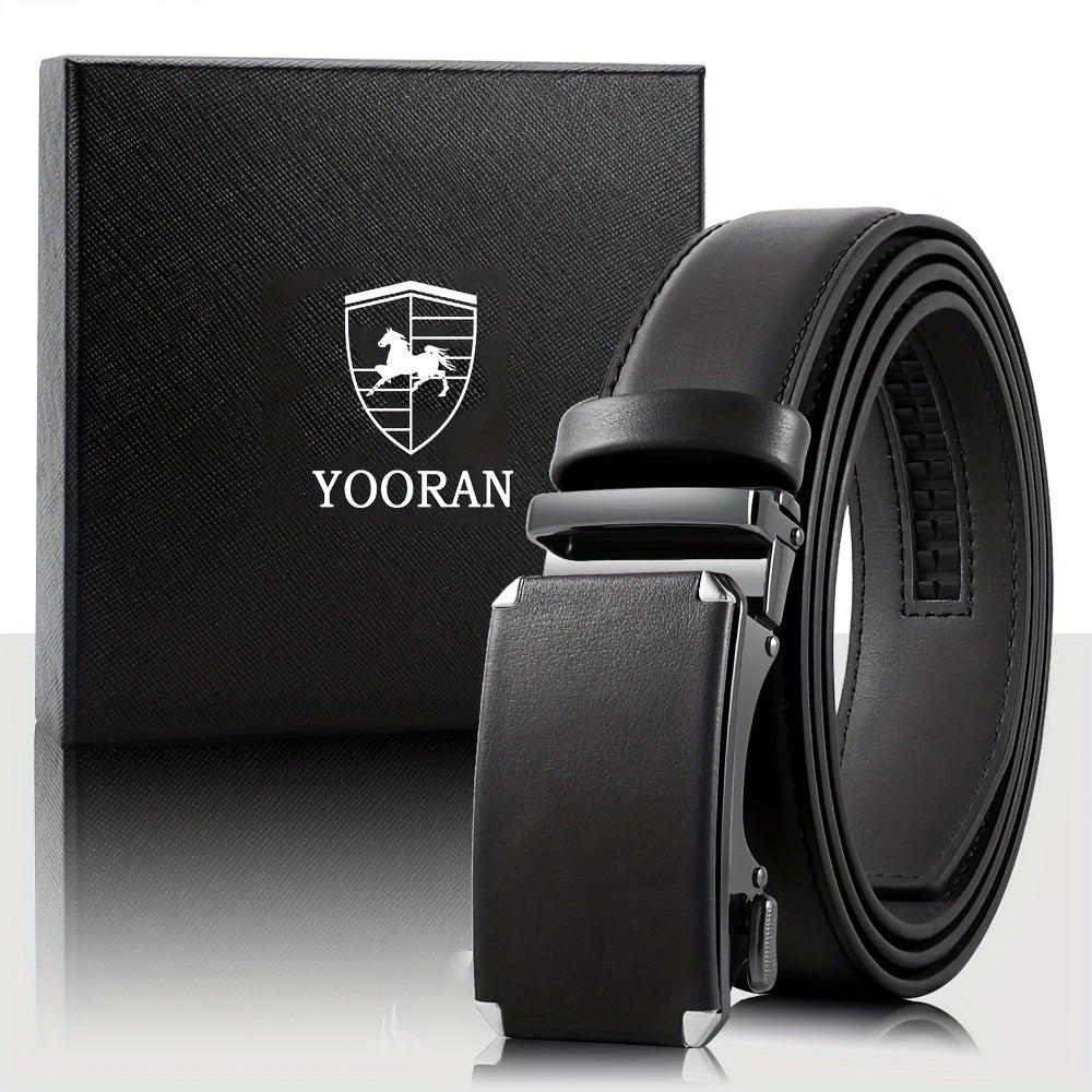 Men's Ratchet Belt Dress Adjustable Size Leather Belt Length Can Be Cut