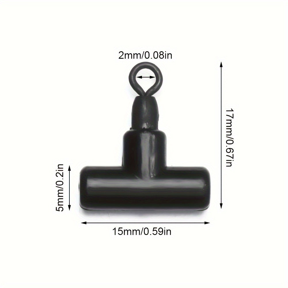 15pcs T Swivel Ring Fishing Connectors Rig Beads Hair Tackle Accessory