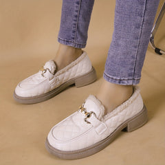 Women's Plaid Pattern Loafers with Plush Lining