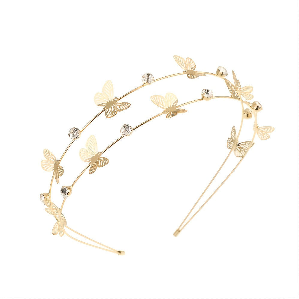 Metal Star Moon Crystal Hair Hoop Double Layer Headbands