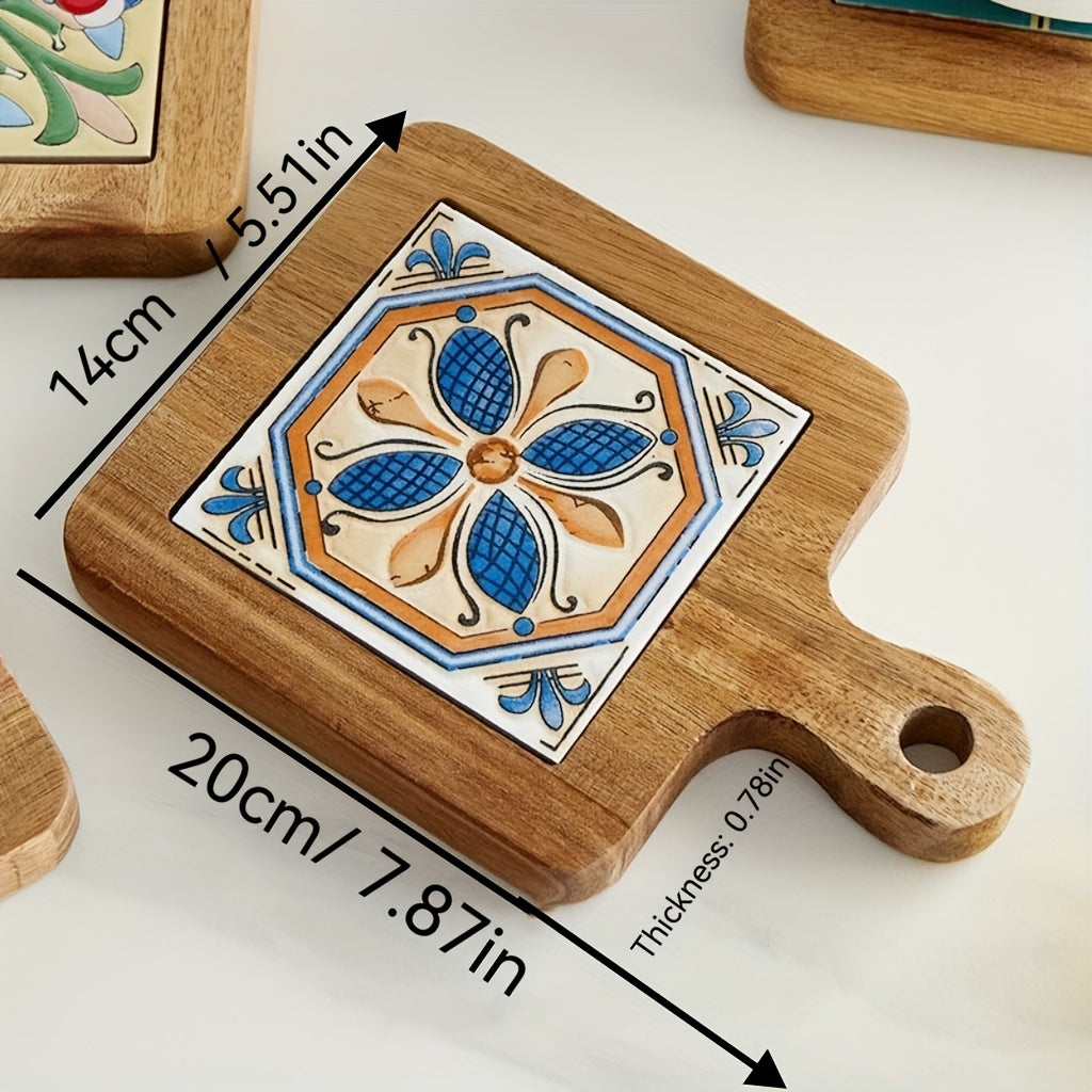 Japanese Style Wooden Coaster Brick Solid Wood Mat
