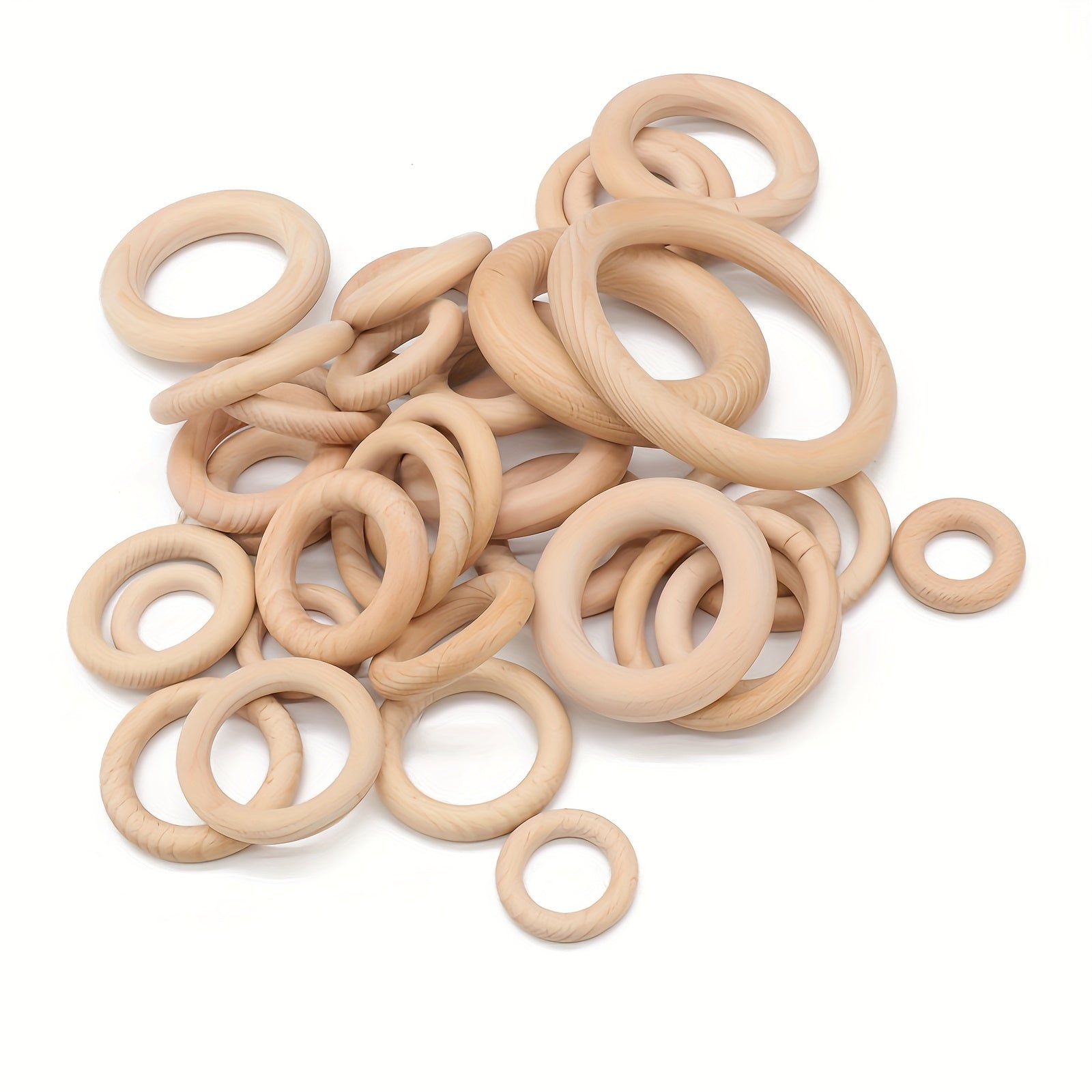 10pcs DIY Unfinished Wooden Rings for Crafts