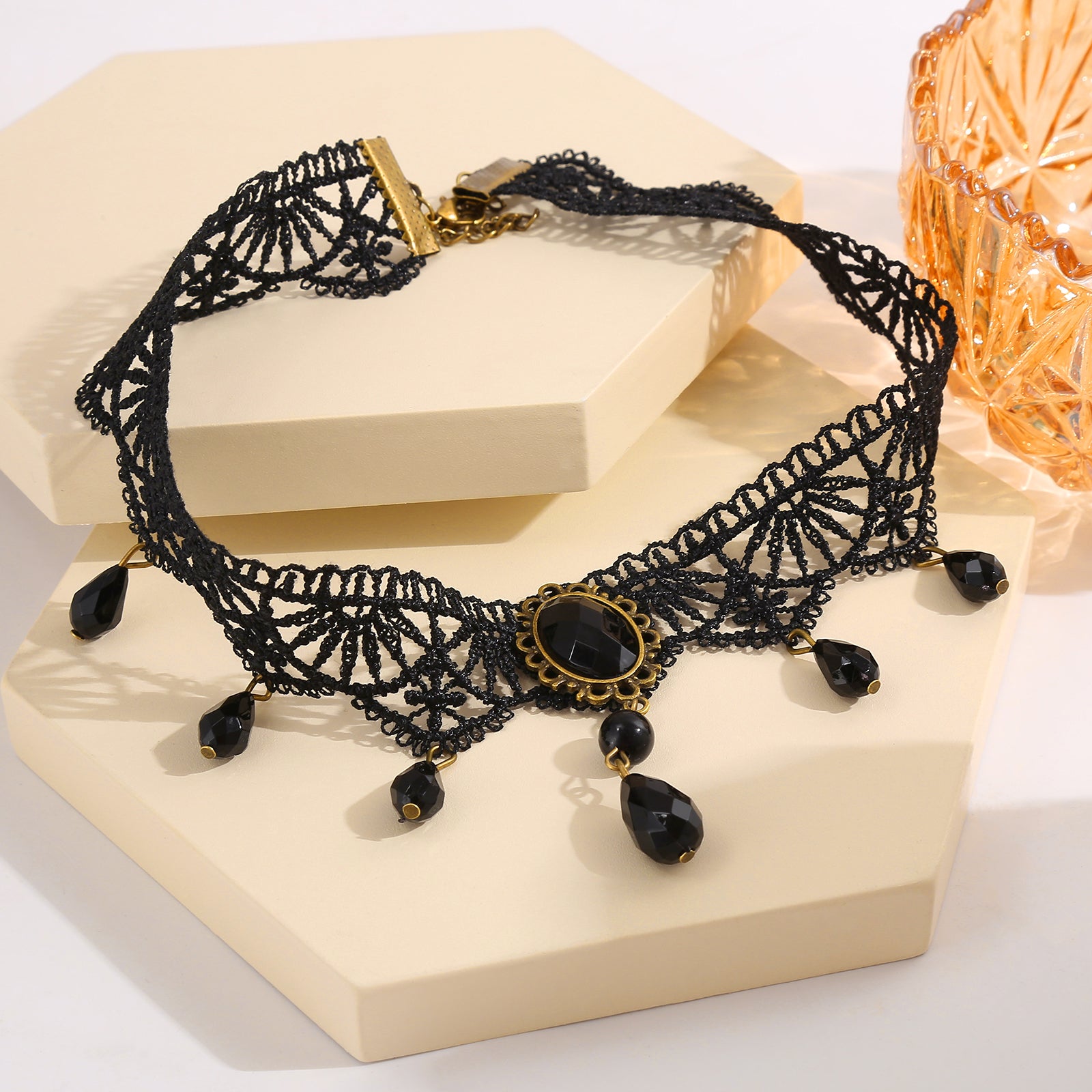 Crystal Tassel Lace Necklace