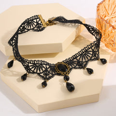 Crystal Tassel Lace Necklace