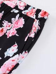 Women's Plus Floral Print Wide Leg Trousers With Pockets