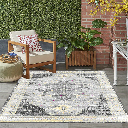 Large Outdoor Rug Mat Waterproof Reversible Vintage Boho Rugs for Patio Decor