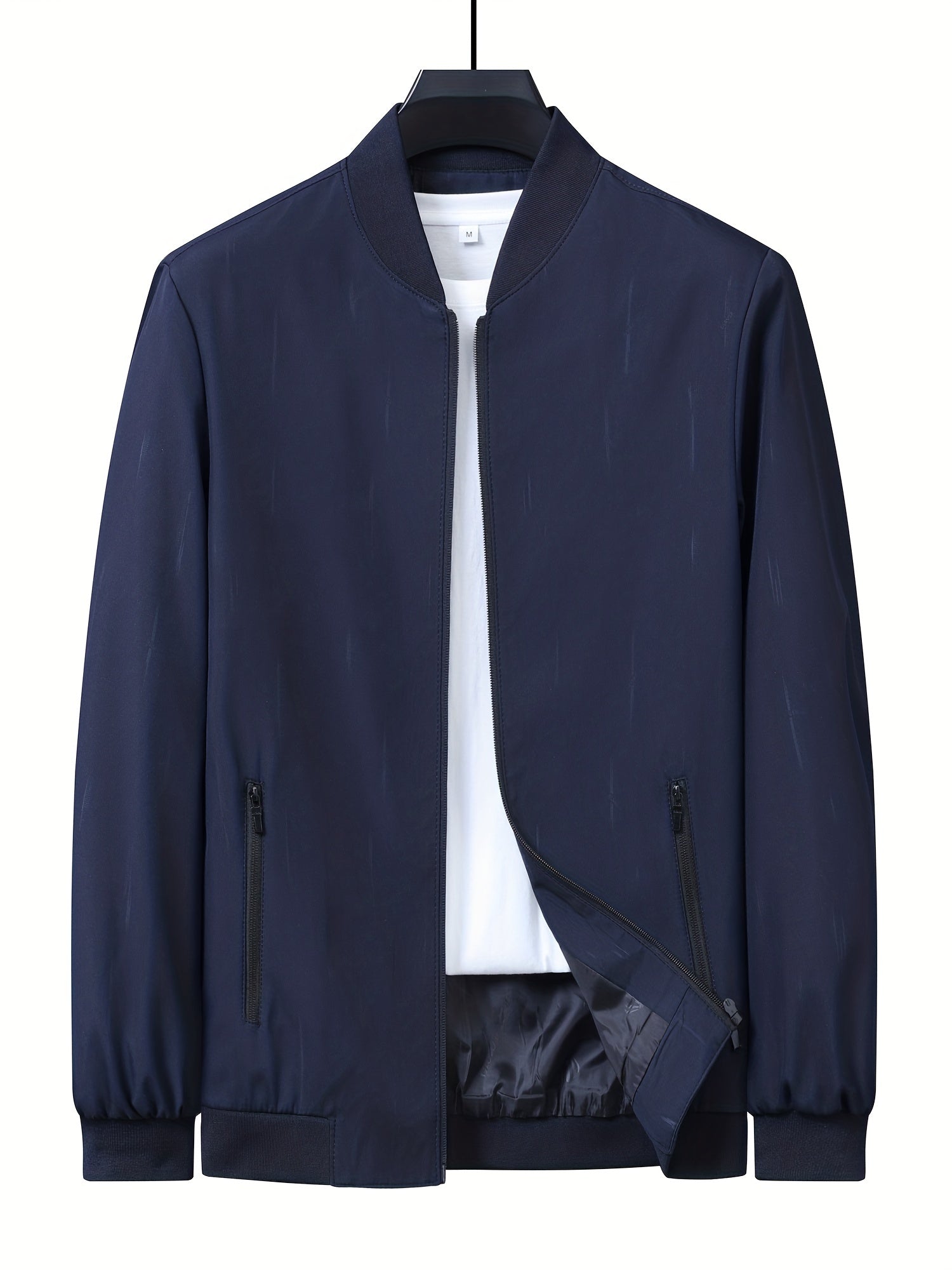 Men's Zipper Plain Jackets Windproof Casual Baseball Jacket