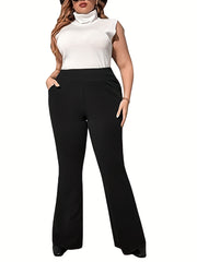  Women's Flared Leg Trousers High Rise Stretch Pants