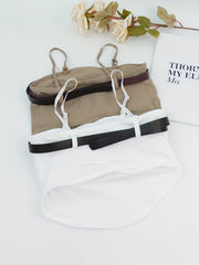2pcs Solid Cami Crop Top Slim Fit Women's Lingerie