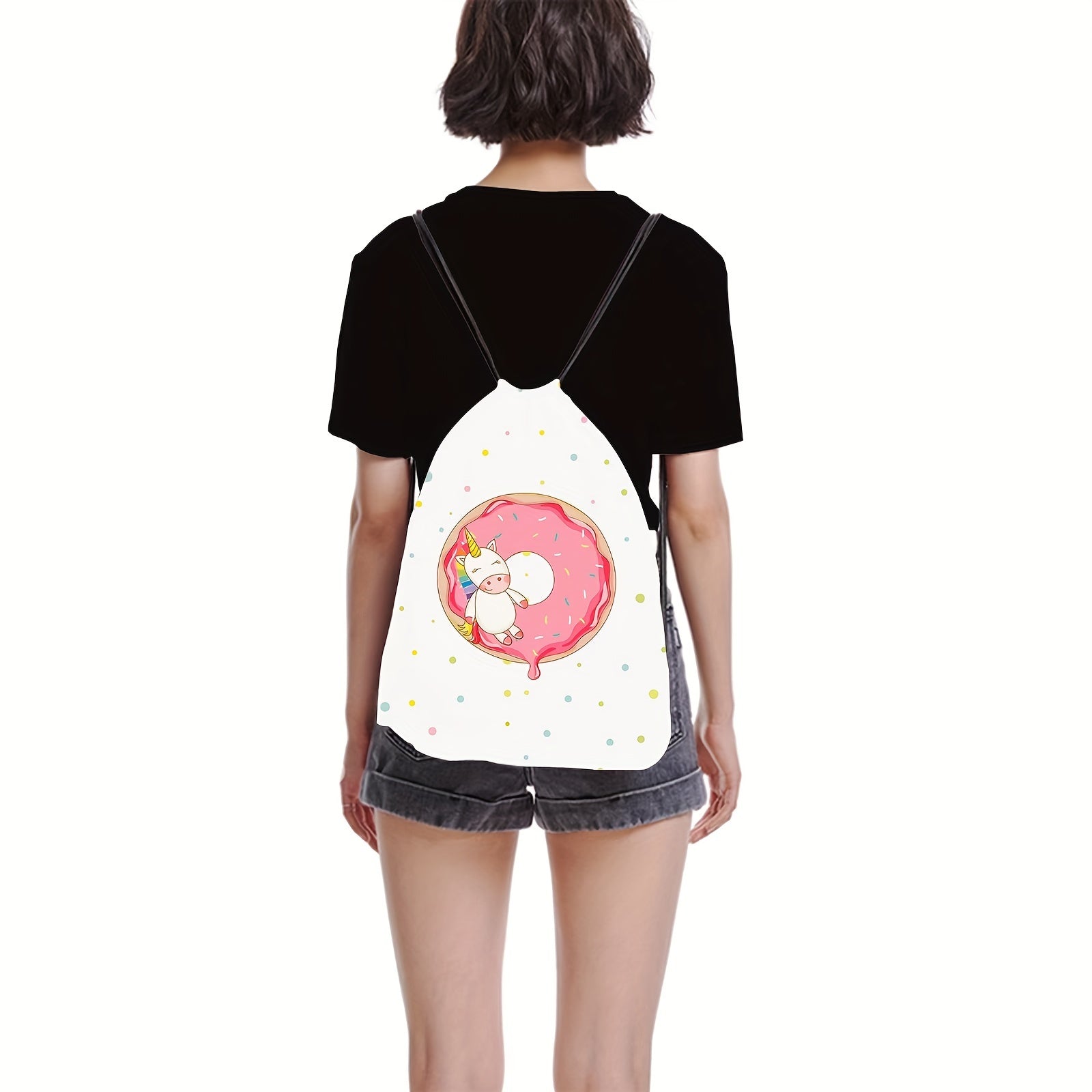 Waterproof Cow Print Drawstring Backpack for Outdoor Sports