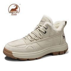 Men's Snow Boots Thermal Windproof Hiking Shoes Fuzzy Lining