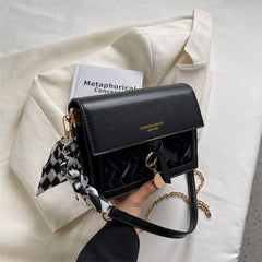 Women's Shoulder Bag Twilly Scarf Decor Flap Square Bag