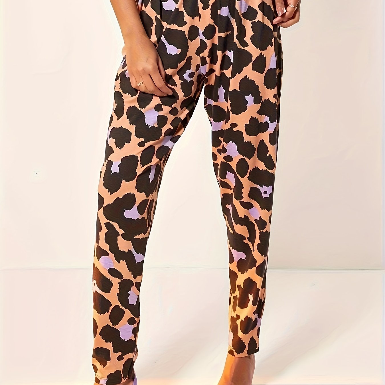  Leopard Print High Rise Trousers